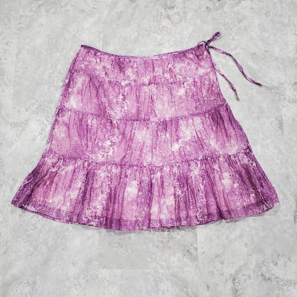 Talbots Womens Tie Dye Tiered Skirt 14 Purple Knee Length Y2K FAIRY WHIMSICAL